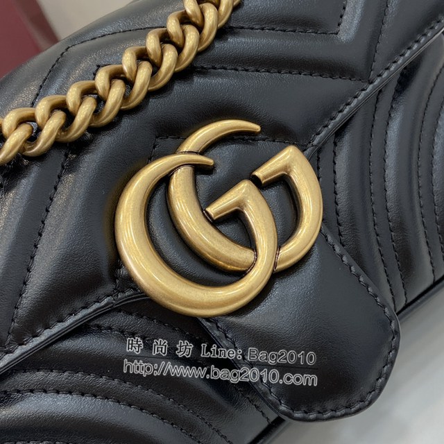 Gucci專櫃古馳最新款Marmont系列絎縫迷你手袋原廠皮鏈條女士挎包 jh2196型號：446744